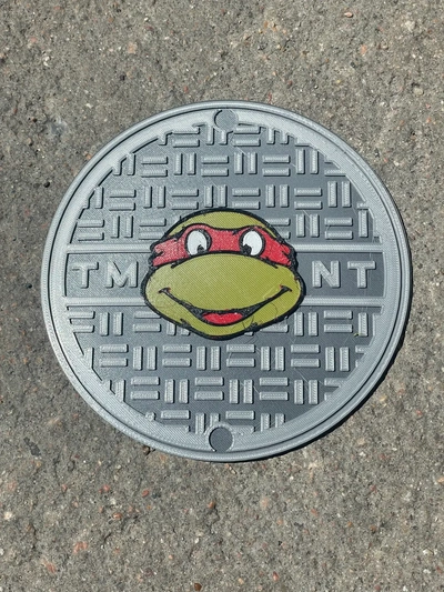 teenage mutant ninja turtles manhole cover sign - 3d by retromaker on thangs 3d print model - Mito3D