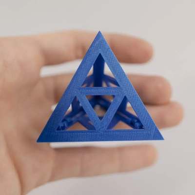 tetrahedrons folding polyhedra - 3d by on thangs triangle tetrahedron tetrahedra polyhedron polyhedrons euclidean achimedean solids solid snap polypanel prints math geometry geometric no supports support free d4 3d print model - Mito3D