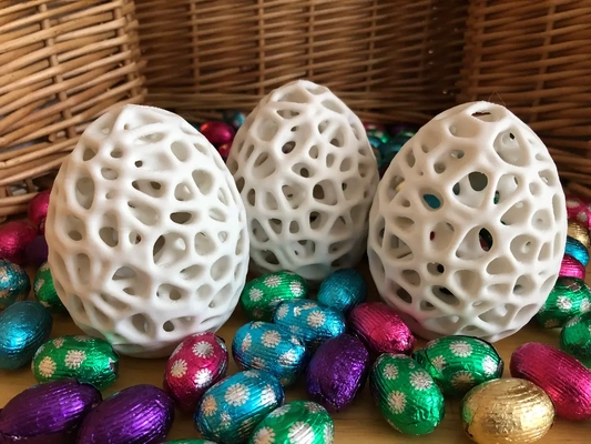 three stochastic easter eggs - 3d by davemakesstuff on thangs egg candy voronoi ntopology procedural art design automotive tire 3d print model - Mito3D