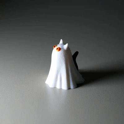 minuscule fantôme chat 3mf 3d by printbunny halloween mignonne 3dprintbunny 3d print model - Mito3D