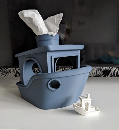 tissue box cover - benchy style 3d by kwerkshop on thangs tissues kleenex boat dispenser cute fun 3d print model - Mito3D
