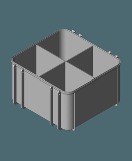 ferramenta caixa base ampla 4 compartimentos bilhete grátis 3d print model - Mito3D