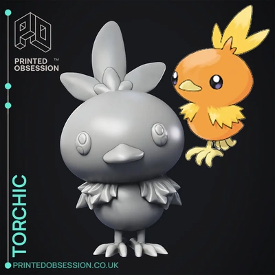 torchic - pokemon fan art 3d by printedobsession on thangs chick chicken fanart toy model anime manga flame fire red small cute 3d print model - Mito3D