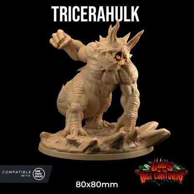 tricerahulk - 3d by dragon trappers lodge on thangs dino dinosaur goddess jurassic deity celestial daemon immortal supreme dnd wise divinity creator opr onepagerules dragontrapperslodge demiurge godhead divinebeing 3d print model - Mito3D