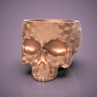 trippy hex skull planter-bowl - 3d by chelscct chelseycreatesthings on thangs planter bowl pot plants decor easy print fun candy halloween 3d print model - Mito3D