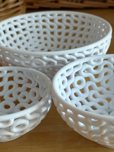 truchet bowls small - 3d by davemakesstuff on thangs automotive tire tray bowl pattern tessellation geometry math art kitchen kitchenware home decor tiling 3d print model - Mito3D