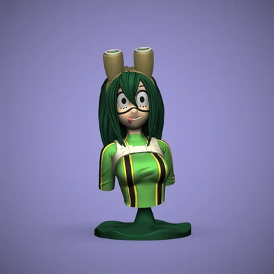 tsuyu asui bust my hero academia - 3d by chelscct chelseycreatesthings on thangs 3d print model - Mito3D
