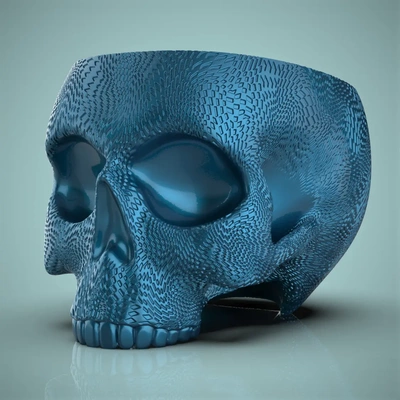 twisted pixel skull planter-bowl - 3d by chelscct chelseycreatesthings on thangs planter plants bowl candy pot desk organizer easy print fun 3d print model - Mito3D