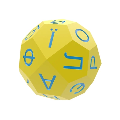 ukrainian alphabet d32 polyhedral die - 3d by alphabetical dice on thangs 3d print model - Mito3D