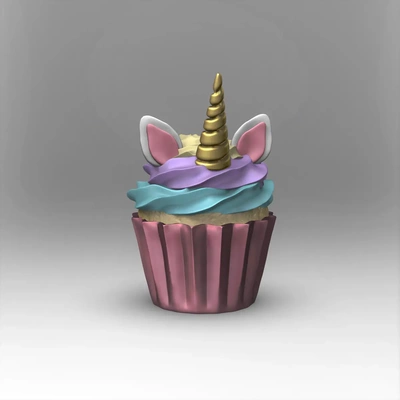 unicorno cupcake + mmu file 3d by chelscct chelsey crea cose on grazie cibo torta compleanno carina multi colore 3d print model - Mito3D