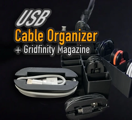 usb cable almacenamiento organizadores pequeña 3d by k2 kevin on gracias cables organizador gridfinity 3d print model - Mito3D