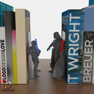 vader vs skywalker in empire strikes back bookends - 3d by frikarte3d on thangs arts & entertainment movies computer personal output device peripheral star wars luke battle lightsabers books jedi sith red lightsaber blue annakin darth 3d print model - Mito3D