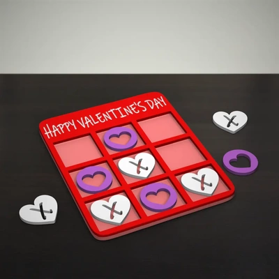 valentine's tic-tac-toe - 3d by chelscct chelseycreatesthings on thangs 3d print model - Mito3D