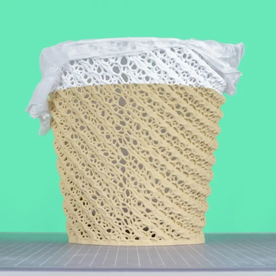 voronoi stepped bin - 3d by on thangs pattern generative trash waste bucket container vase trashcan can detailed voroni 3d print model - Mito3D