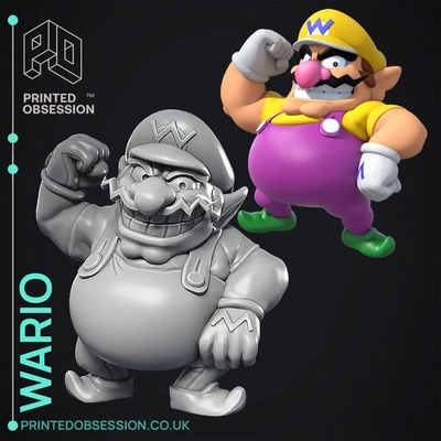wario - super mario bros fan art 3d by printedobsession on thangs games computer & video brothers waluigi fanart toy model anime manga movie 3d print model - Mito3D