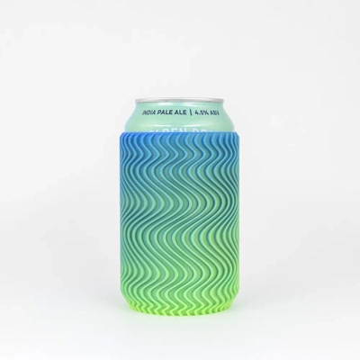 wavy can coozie - 3d by on thangs koozie cooler insulation insulator cool beer soda pop container holder vase design art fancy thin smooth satisfying waves wave aluminum tire wheel furniture automotive hat synthetic rubber 3d print model - Mito3D