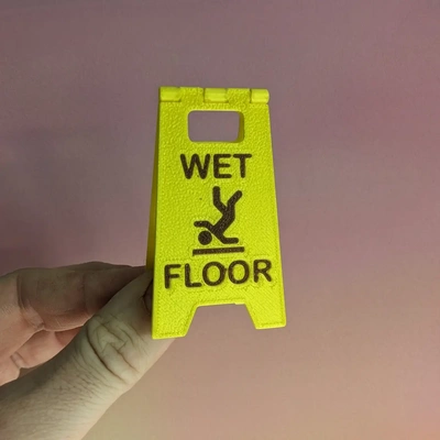wet floor sign - mini inlayed text 3d by kwerkshop on thangs 3d print model - Mito3D