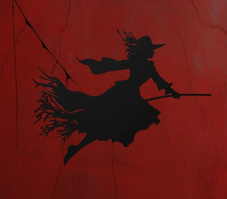witch on a broomstick wall art - 3d by ri0m0 thangs 3d print model - Mito3D