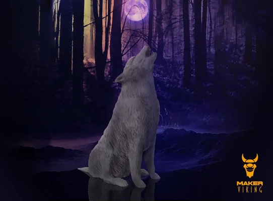 wolf stl 3d by makerviking on cão carnívoro lobo uivando esculpir animais selvagens 3d print model - Mito3D