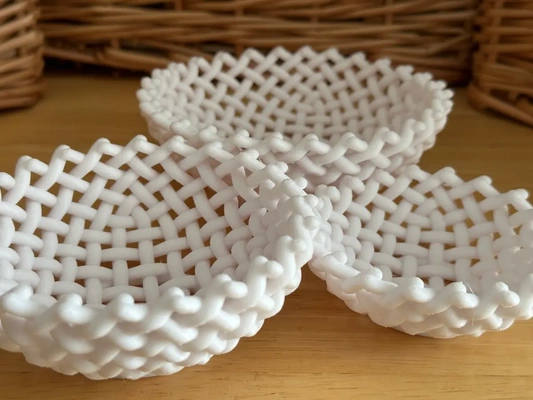 woven bowl large - 3d by davemakesstuff on thangs basket container kitchen kitchenware braid braiding weave weaving textile 3d print model - Mito3D