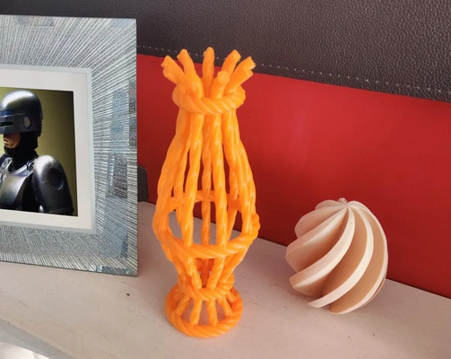 tissé corde sec fleur vase or ornement facile no soutien impression 3d by singularité 3d print model - Mito3D