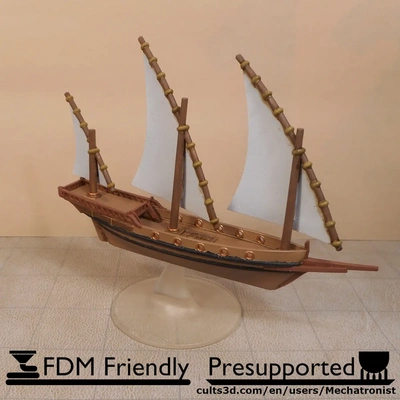 xebec sailing ship gaming miniature compatible dnd spelljammer - 3d by mechatronist on thangs 3d print model - Mito3D