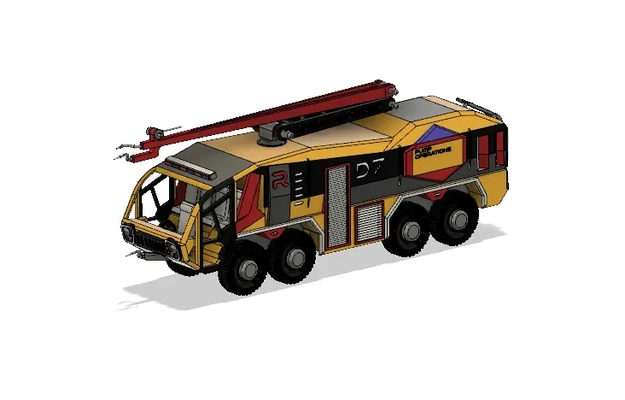 yellow airport fire truck engine 8x8 movements - 3d by blackjack123 on thangs 3d print model - Mito3D