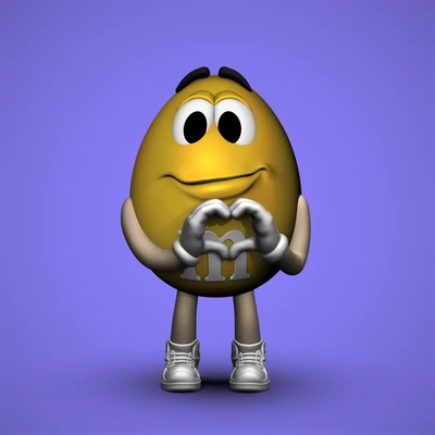 yellow m&m -spreading love - 3d by chelscct chelseycreatesthings on thangs 3d print model - Mito3D