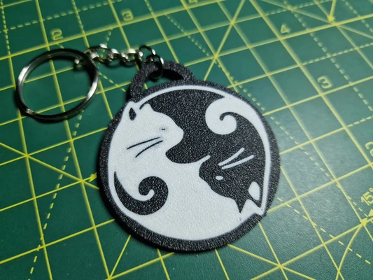 yin yang cat 2 keyring - 3d by omsculpts on thangs pets & animals cats kitten kawaii 3d print model - Mito3D
