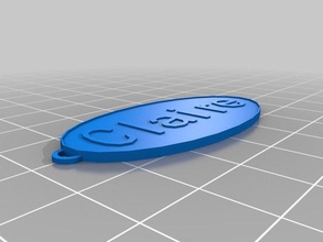 claire oval Schlüsselanhänger angepasst 3d print model - Mito3D