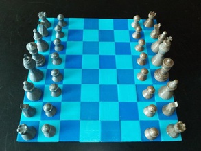 chess board interactive art bishop king knight pawn pieces queen rook 3d print model - Mito3D