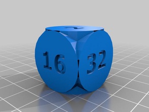 powers two die 25mm other dice gaming math 3d print model - Mito3D