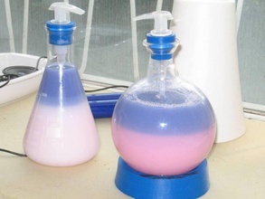erlenmeyer flasks caps pump holes bathroom labware liquid soap 3d print model - Mito3D