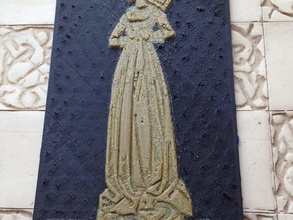 medieval lady brass memorial plaque 2d art 3d print model - Mito3D