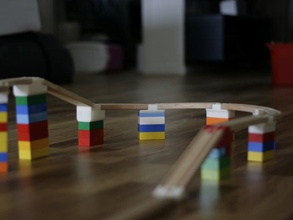 brio wooden train bridge supports construction toys abs duplo replicator 2x wood 3d print model - Mito3D