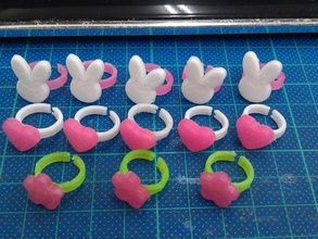 toy ring my 4 yrs old daughter rings flower heart kids rabbit 3d print model - Mito3D