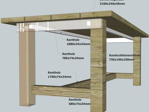 simple table de jardin fait sprucefir plutôt le bois tendre plein air 3d print model - Mito3D