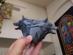 deux têtes de loup buste sculptures forme polygonale tête 3d print model - Mito3D