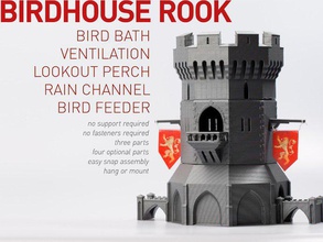 birdhouse rook castle tower outdoor garden birdbath 3d print model - Mito3D
