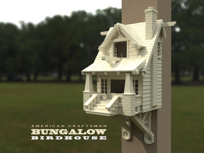 american craftsman bungalow birdhouse outdoor garden birdhousechallenge challenge erikjdurwoodii home megatronic no support 3D print model - Mito3D