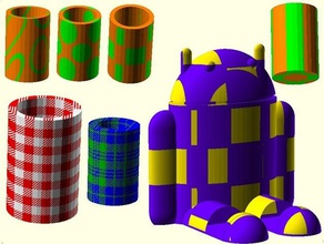xor-able objects other checks dual gingham rings stripes 2color candy candycane extrusion material dualstrusion openscad script soluble support spots tartan useful 3d print model - Mito3D