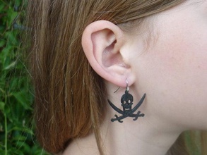 jolly roger pirate earring jack rackham style earrings costume 3d print model - Mito3D