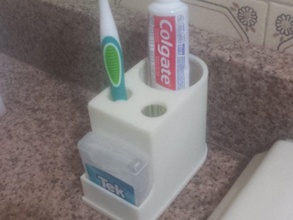 cepillo de dientes pasta dental el hilo titular cuarto baño 3d print model - Mito3D