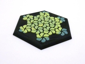tessellating flower coaster reloaded kitchen dining flowers inlaid tessellation 3d print model - Mito3D
