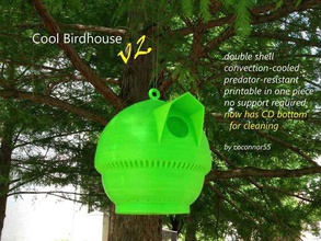cool birdhouse v2 outdoor garden challenge birds cd nest no support one piece recycle 3d print model - Mito3D