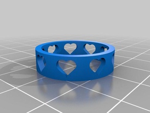 my customized heart ring 3 rings 3d print model - Mito3D