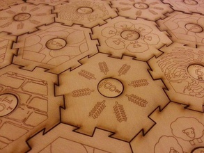 settlers catan laser-cut interlocking tiles games birch board game wood 3d print model - Mito3D