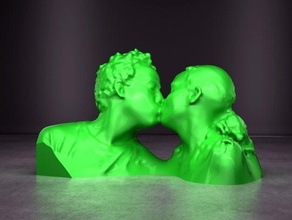 kissing other bust human man woman 3d print model - Mito3D