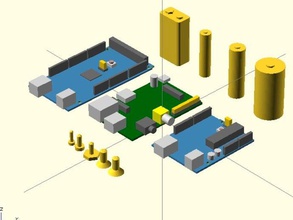 ksolids openscad sólida biblioteca eletrônica arduino baterias a bateria parafuso métrica sólidos raspberry pi 3d print model - Mito3D