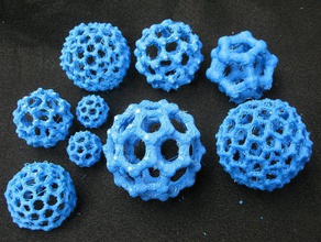 buckyballs molecular models other c60 featured polyhedra 3d print model - Mito3D